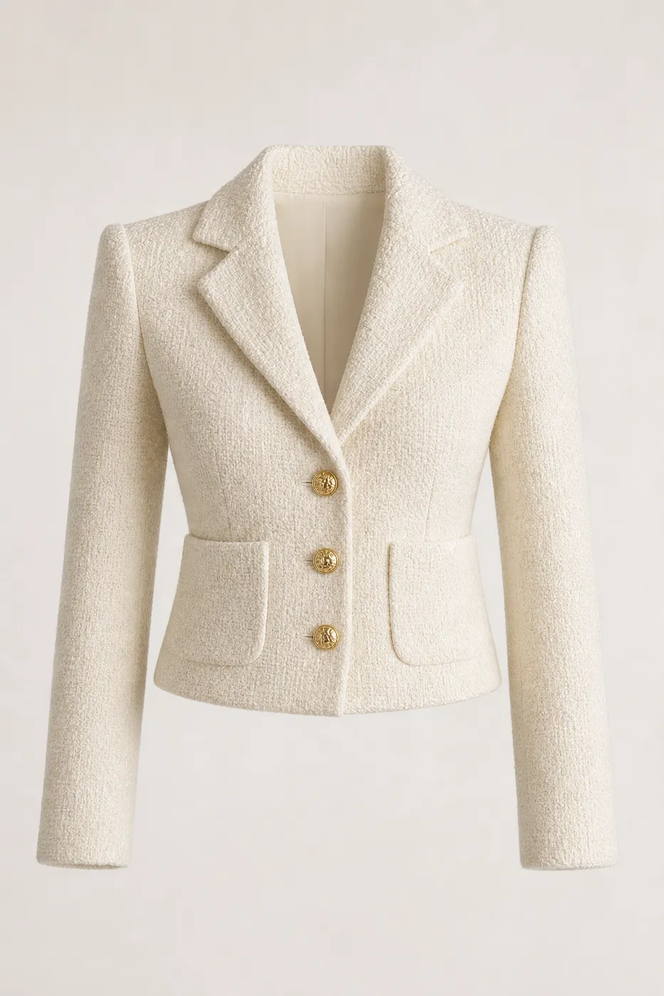 Veste Tailleur Structuré en Laine Bouclée